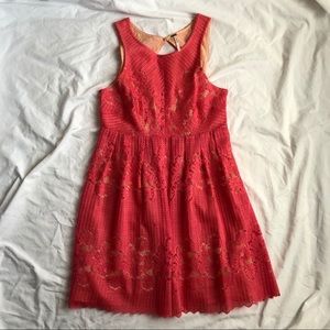 Free People Coral/Pink Lace Rocco Dress Size 2